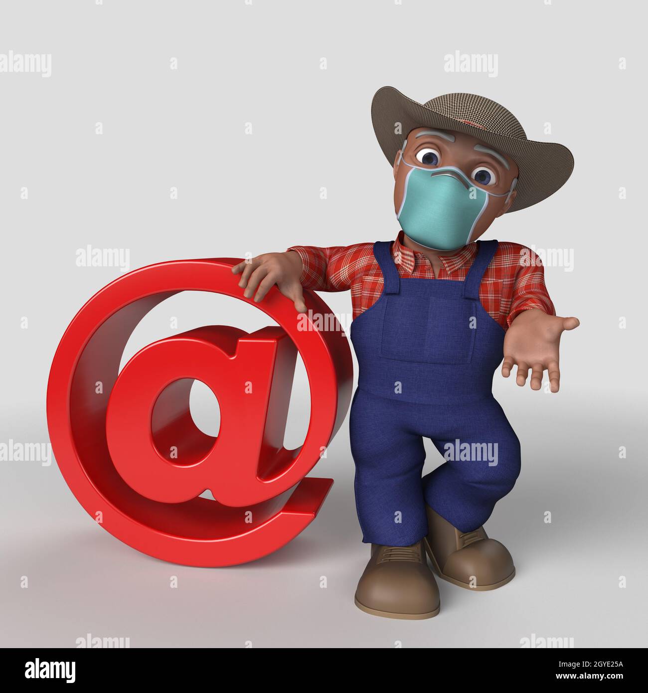 3D Render of Cartoon Farmer Character Stock Photo - Alamy