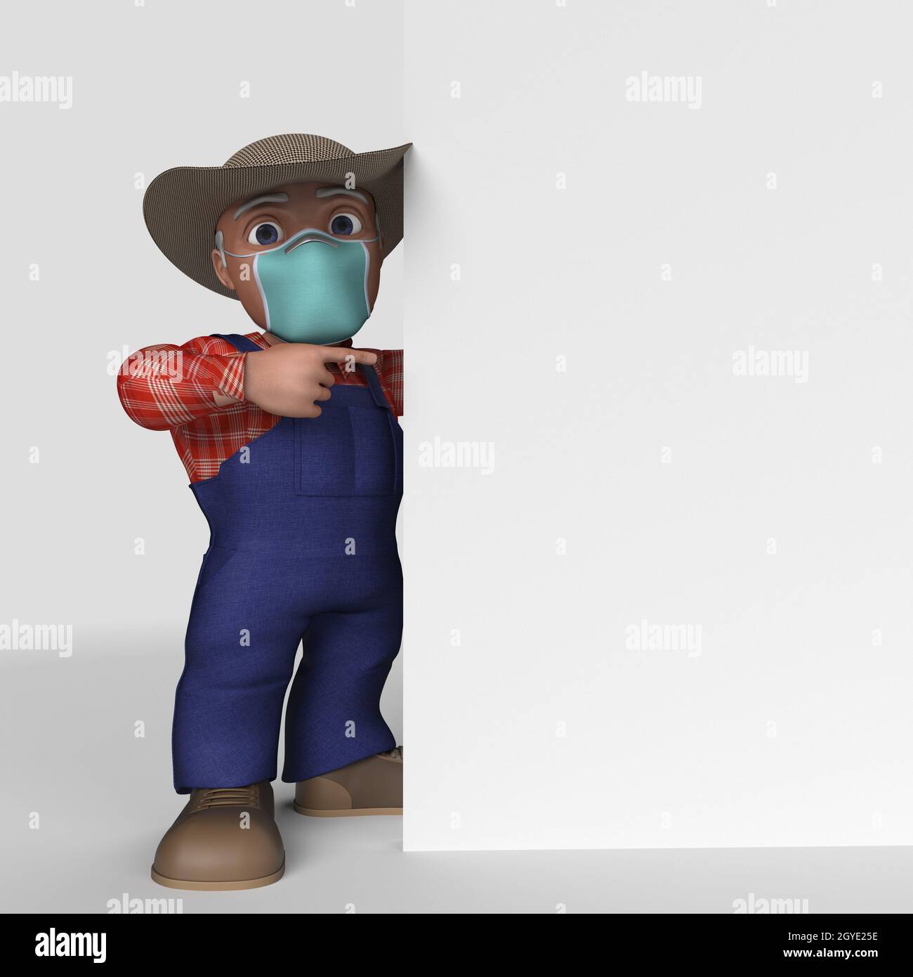 3D Render of Cartoon Farmer Character Stock Photo - Alamy