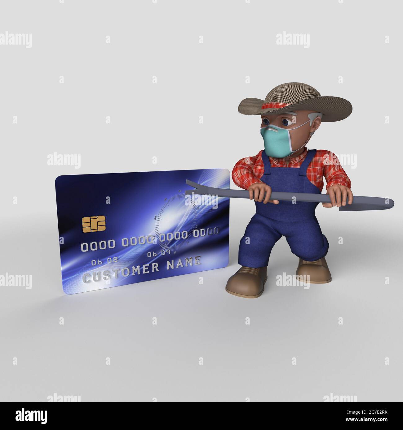 3D Render of Cartoon Farmer Character Stock Photo - Alamy