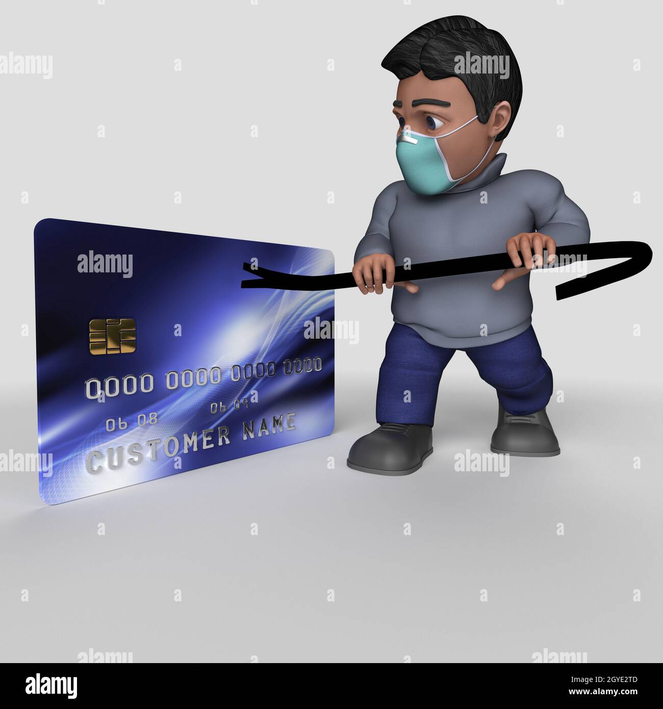 3D Render of Cartoon Casual Character in face mask Stock Photo - Alamy