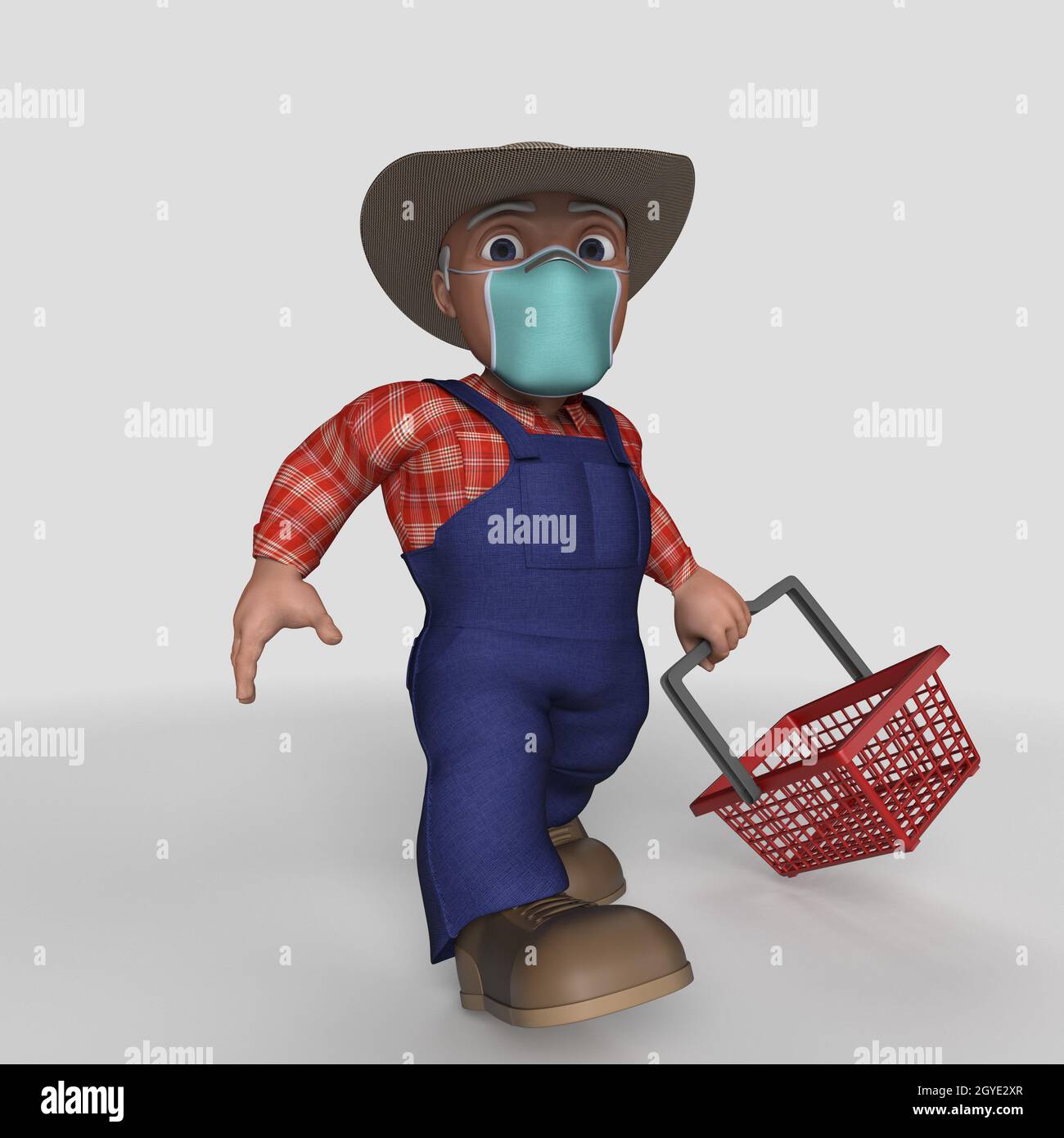 3D Render of Cartoon Farmer Character Stock Photo - Alamy