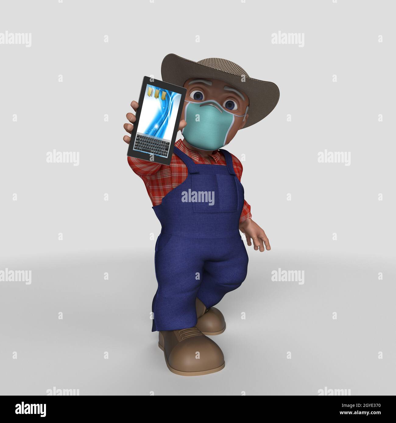 3D Render of Cartoon Farmer Character Stock Photo - Alamy