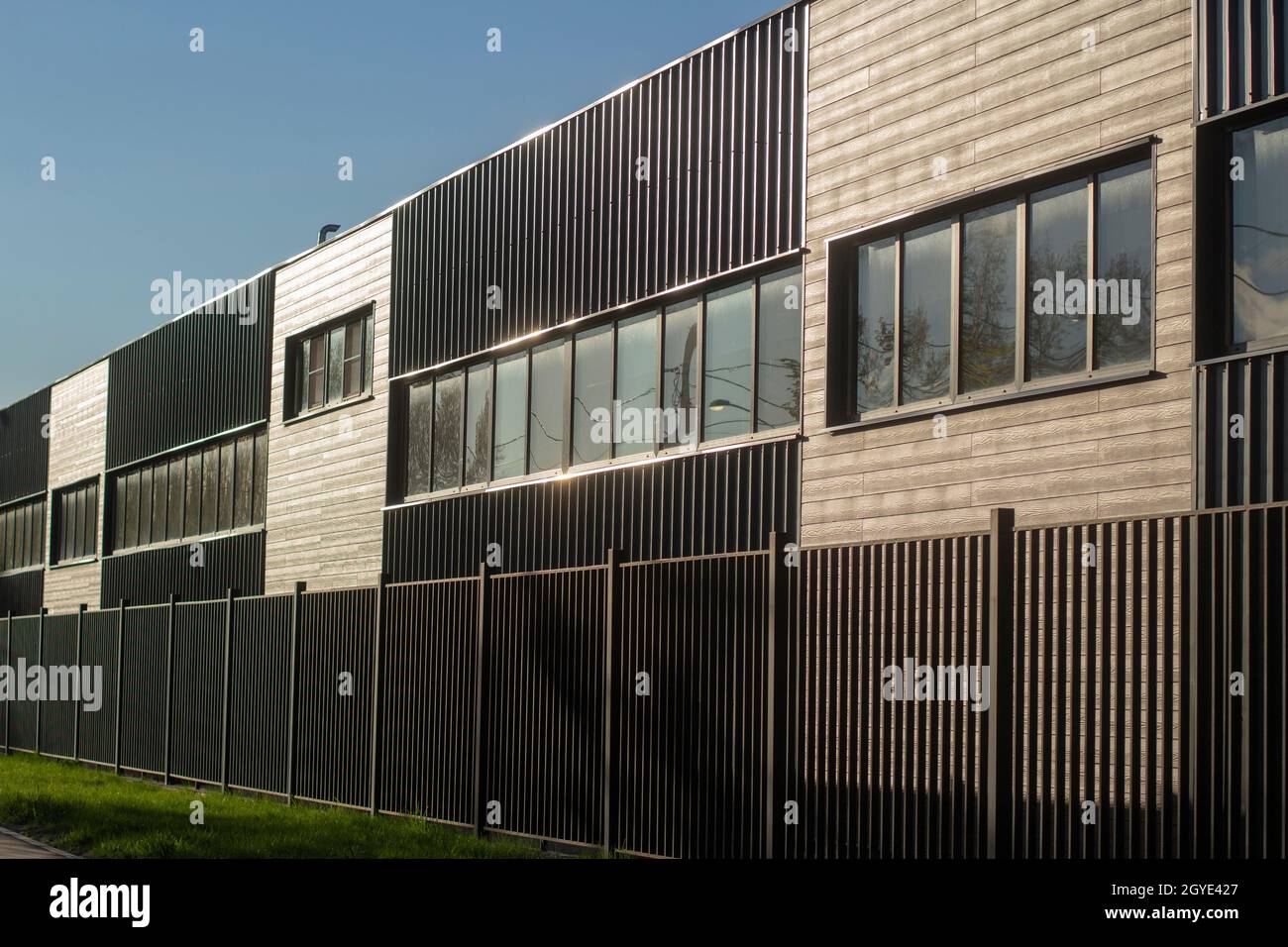 Windows in an office building. industrial architecture. Elements of