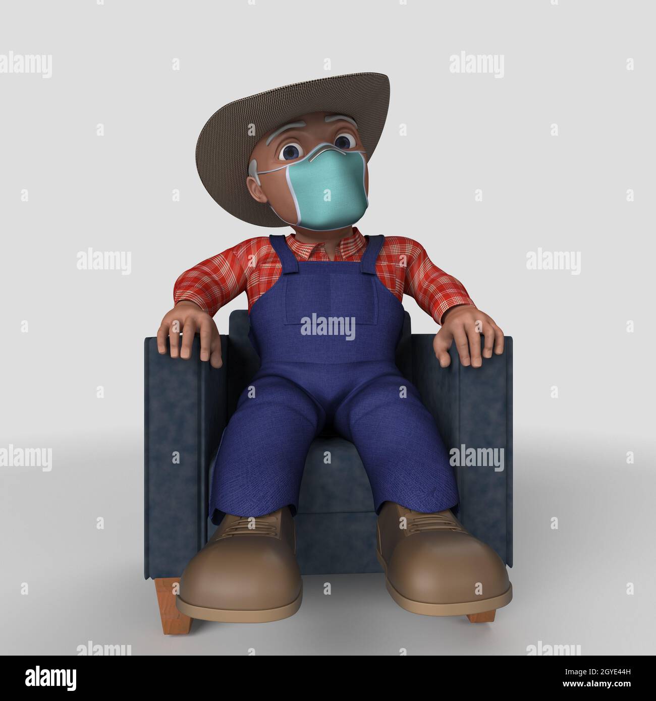 3D Render of Cartoon Farmer Character Stock Photo - Alamy
