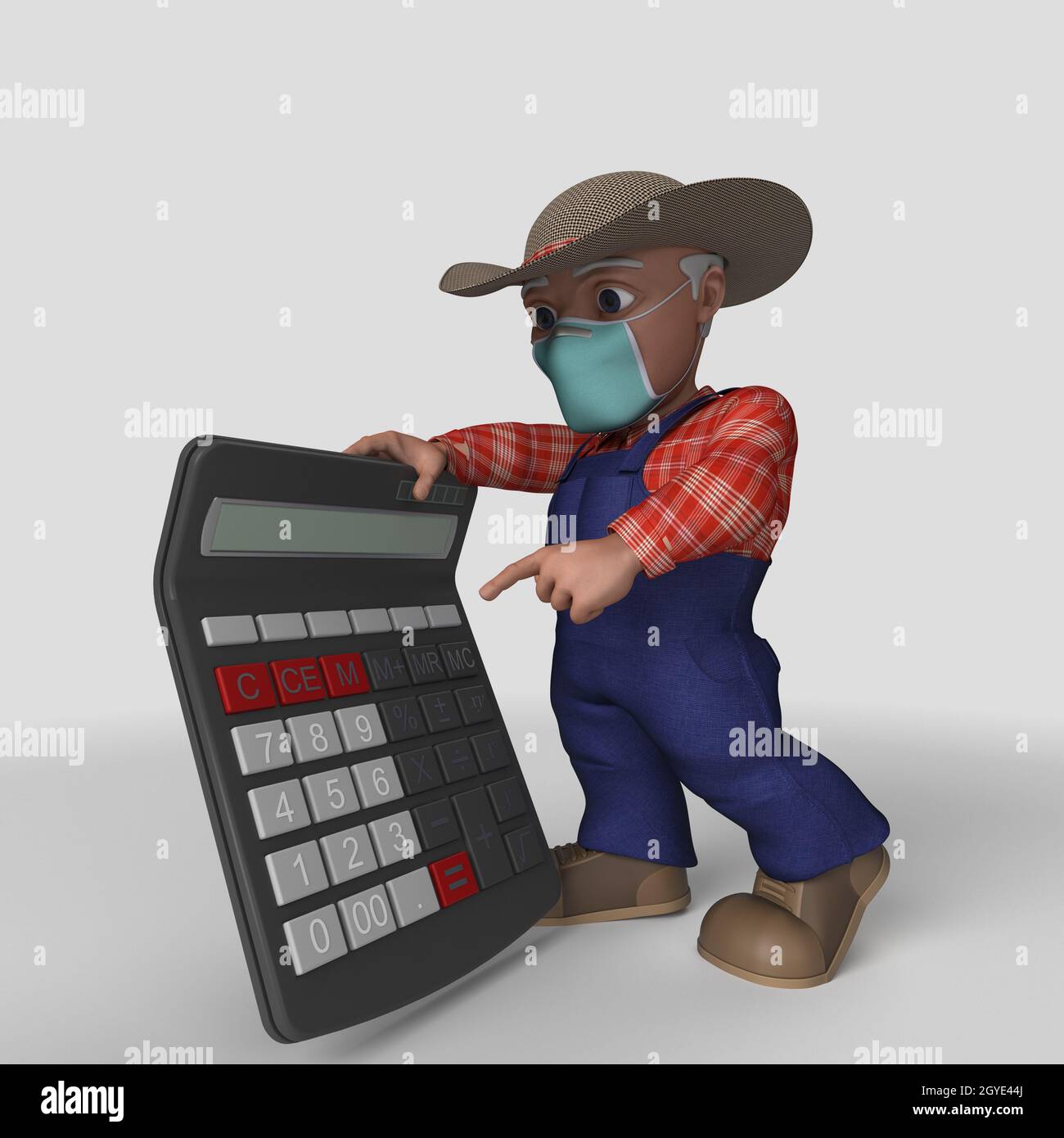 3D Render of Cartoon Farmer Character Stock Photo - Alamy