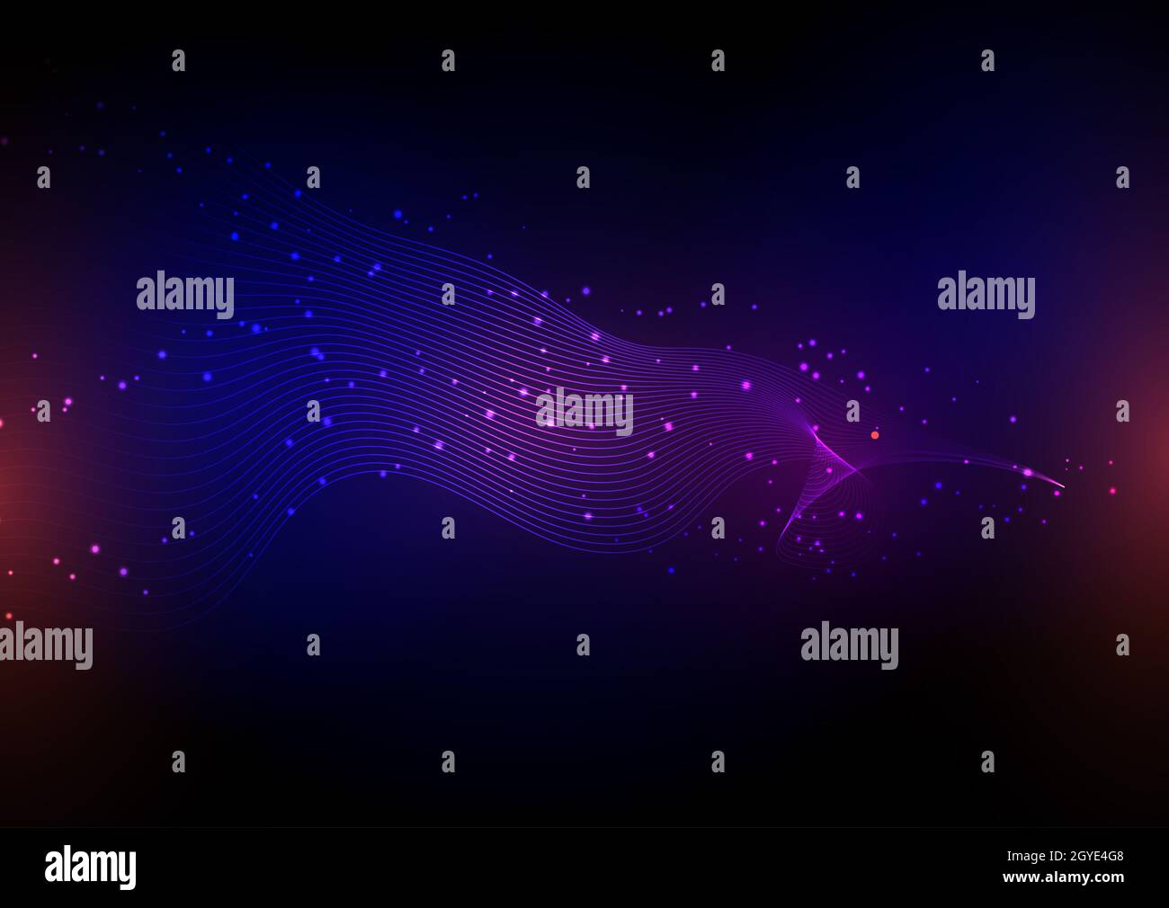 Abstract background with flowing lines and glowing dots design Stock ...