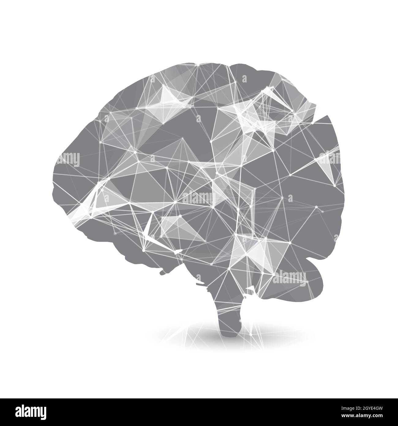 Abstract background with a low poly design on brain silhouette Stock Photo