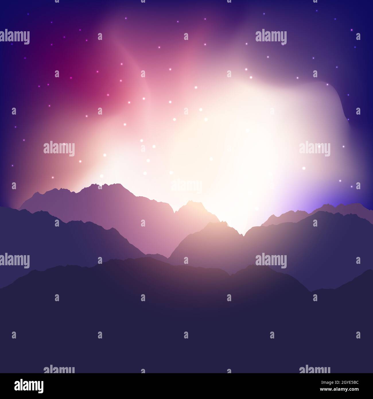 Landscape background with mountains against a sunset sky Stock Photo ...