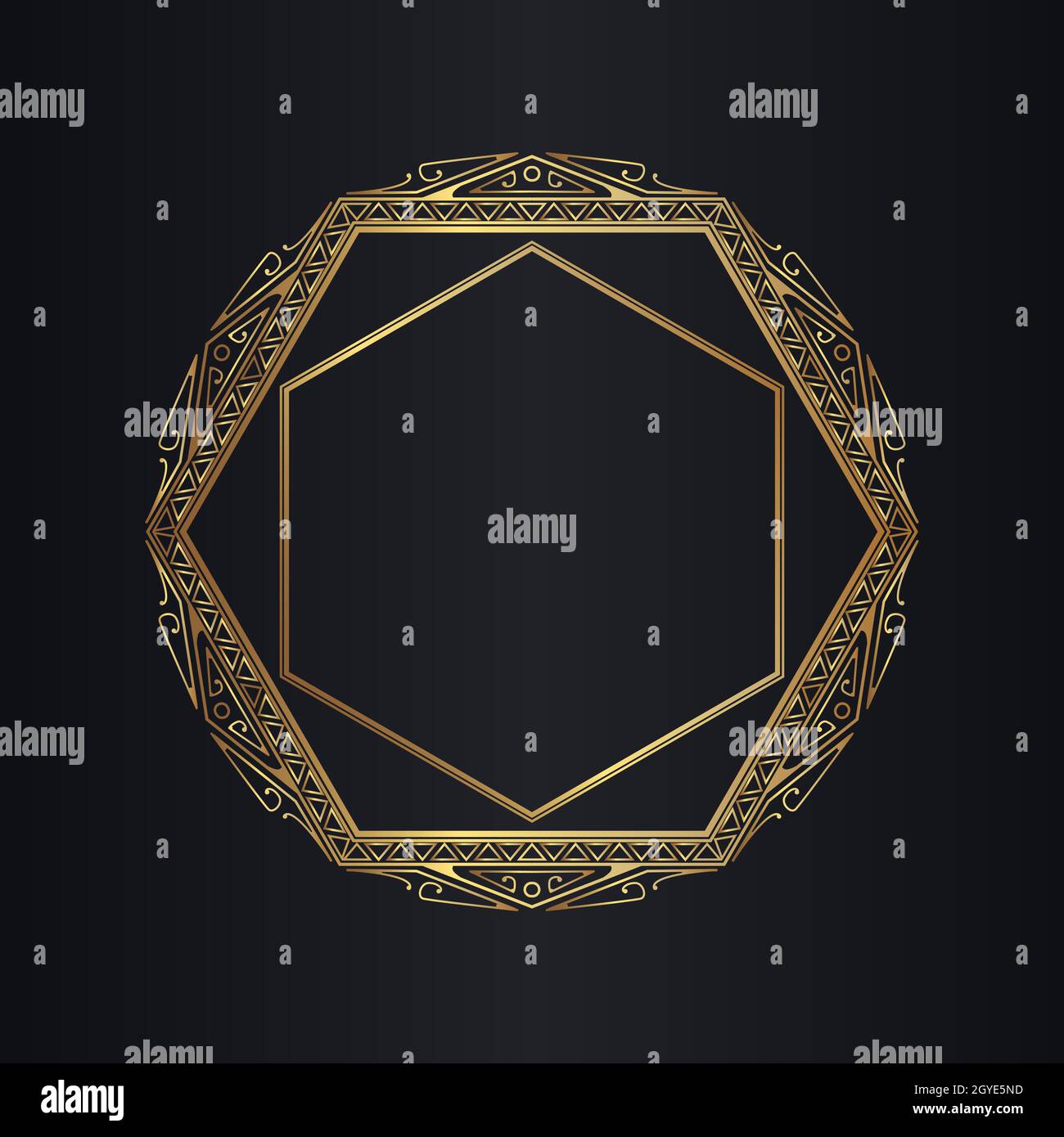 Decorative background with an art deco style gold frame Stock Photo - Alamy