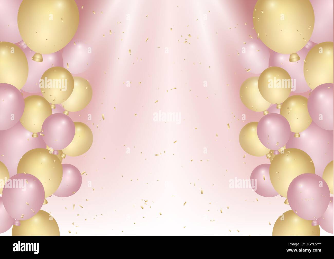 Birthday celebration background with confetti and pink and gold balloons  Stock Photo - Alamy