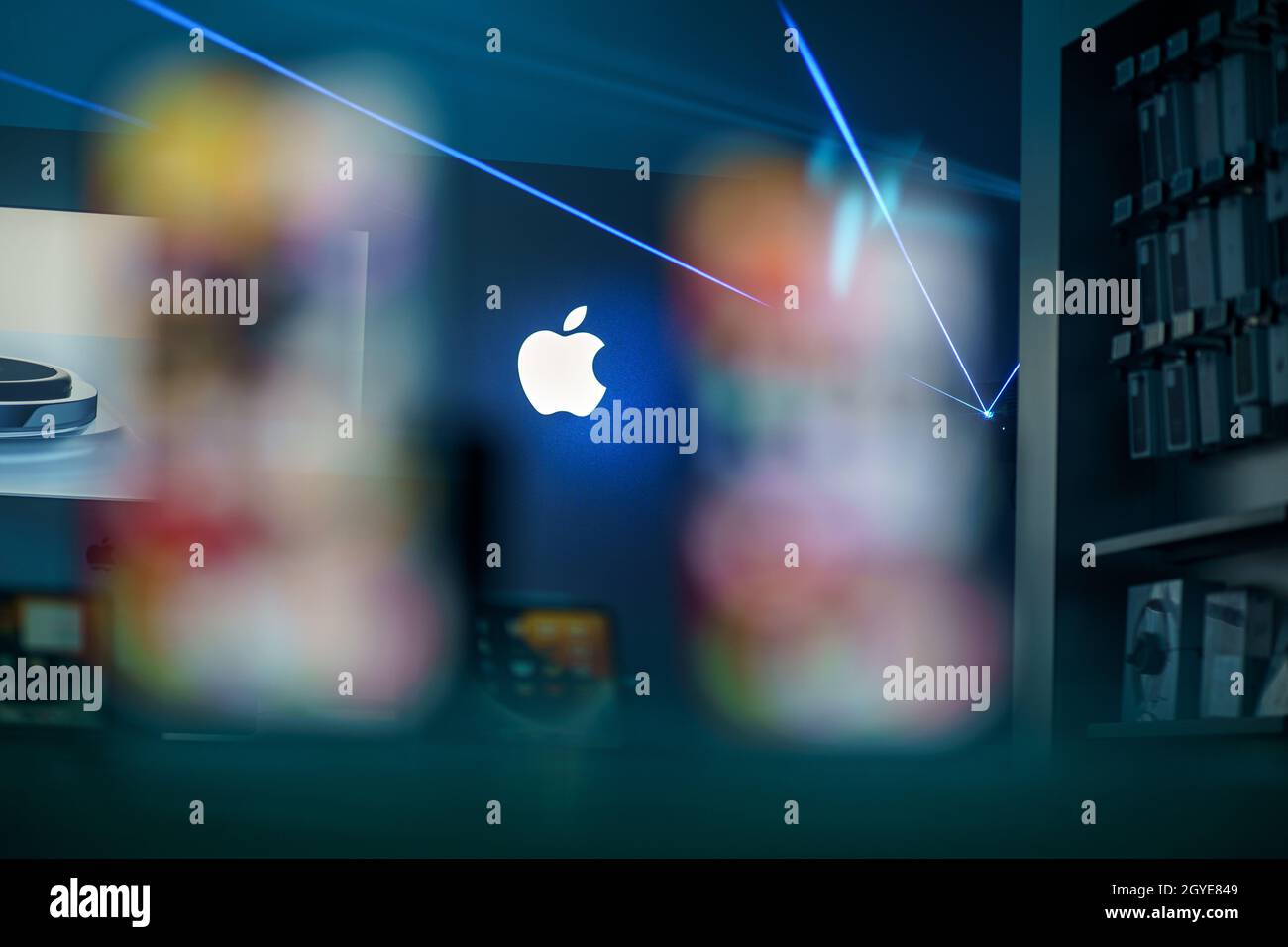 New Apple Iphone 13 smartphone on sale in apple shop. Iphone pro max 13 ...