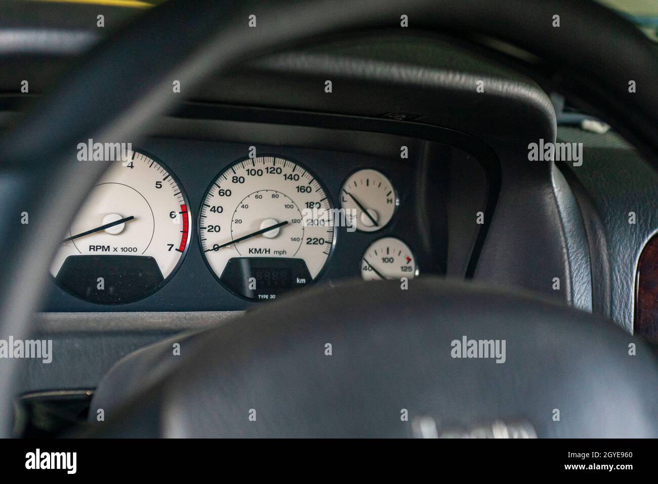 Car dashboard and speedometer and tachometer detail Stock Photo Alamy