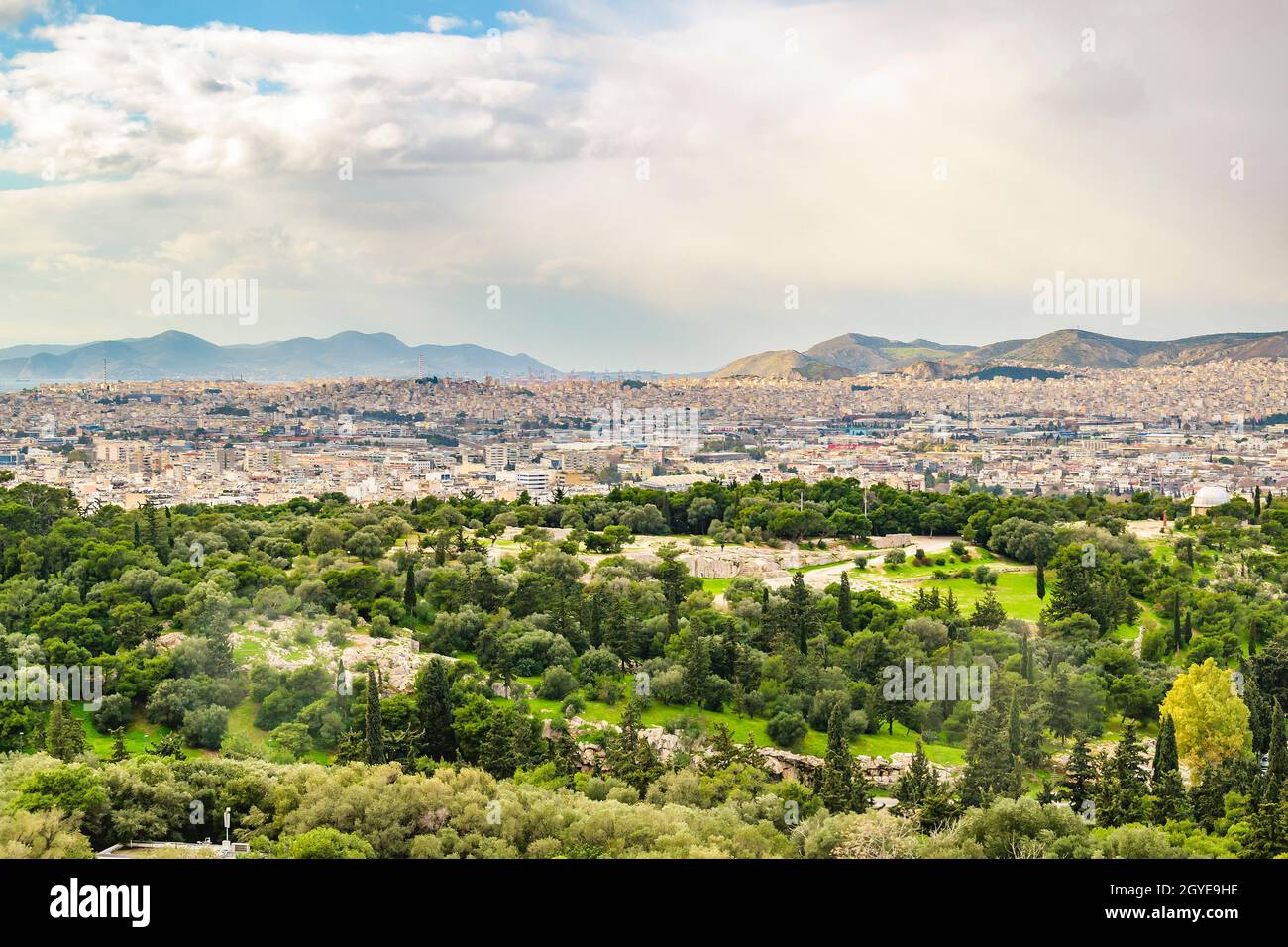 Aerial athens cityscape view from acropolis hill, athens, greece Stock ...