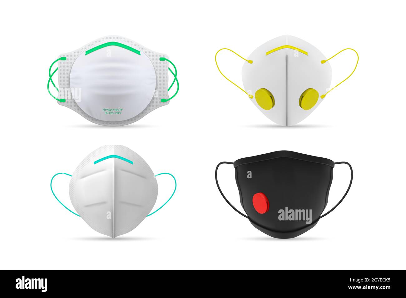 Realistic respiratory medical face masks set collection. Illustration ...