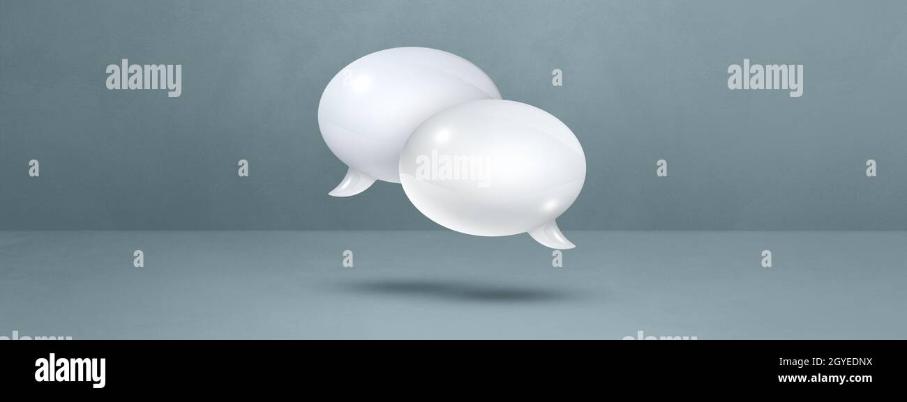 3D white speech bubbles isolated on grey banner background Stock Photo ...