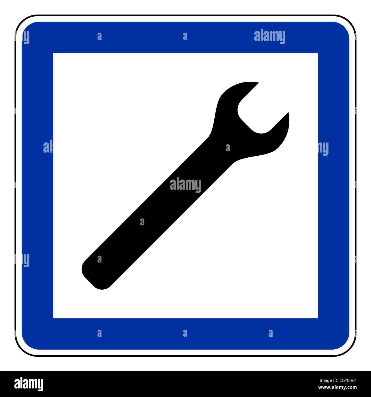 Wrench and road sign Stock Photo Alamy