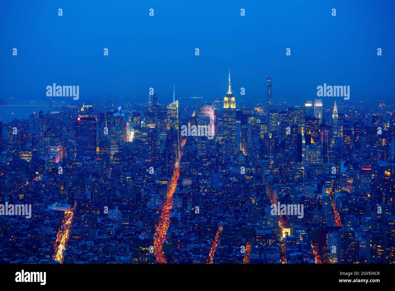 New York City Manhattan midtown skyline at night Stock Photo - Alamy