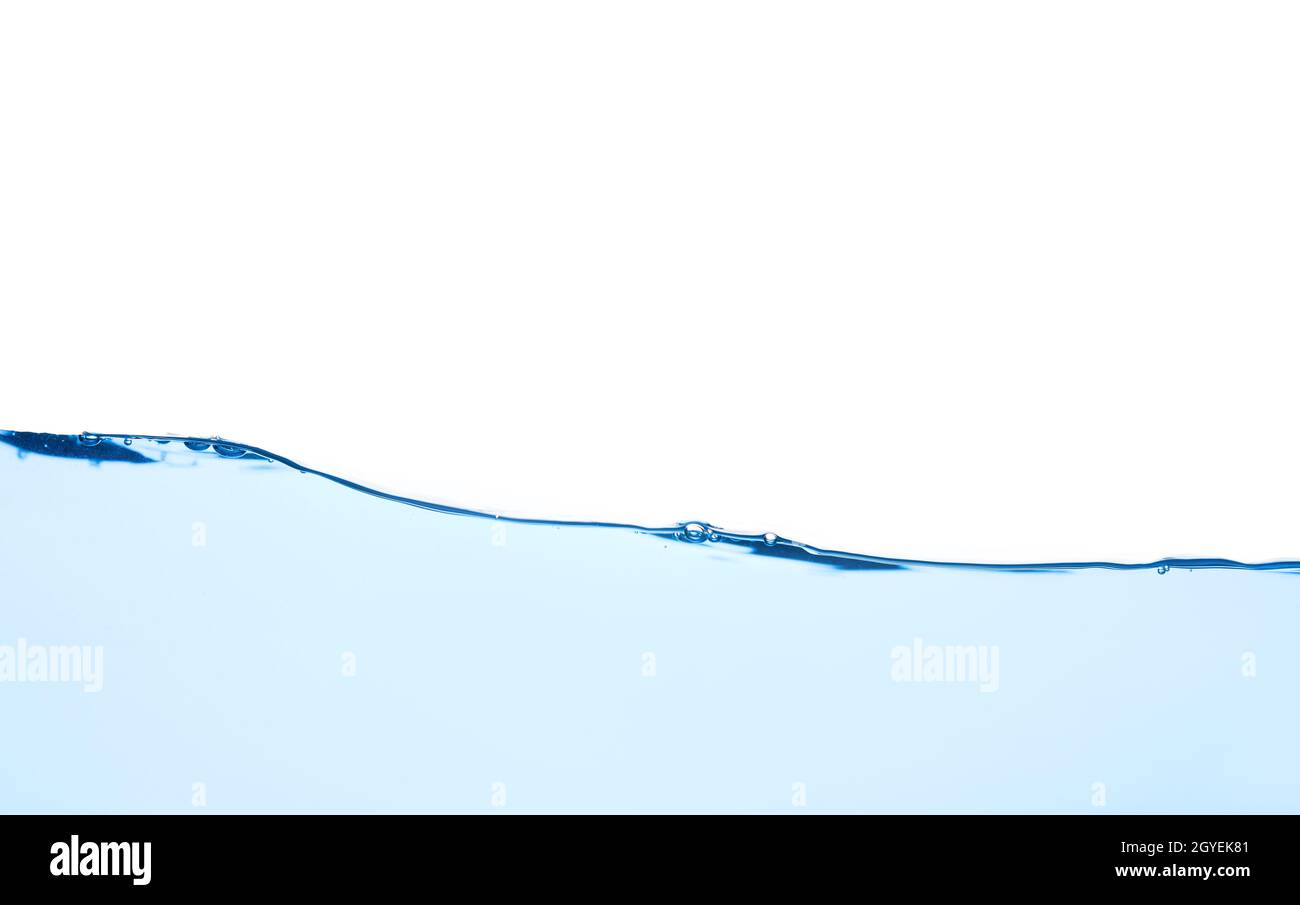 Light blue water wave with air bubbles and a little bit splashed underwater, studio shot