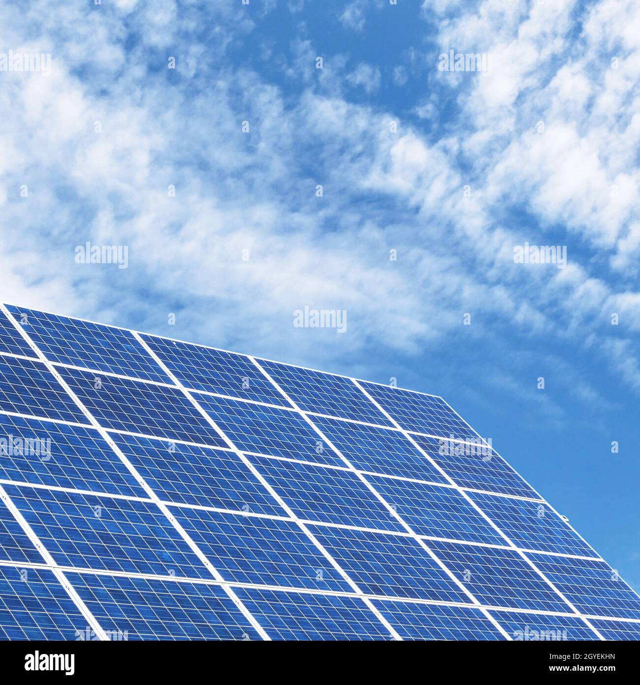 Solar panels for clean energy with a blue sky background Stock Photo ...