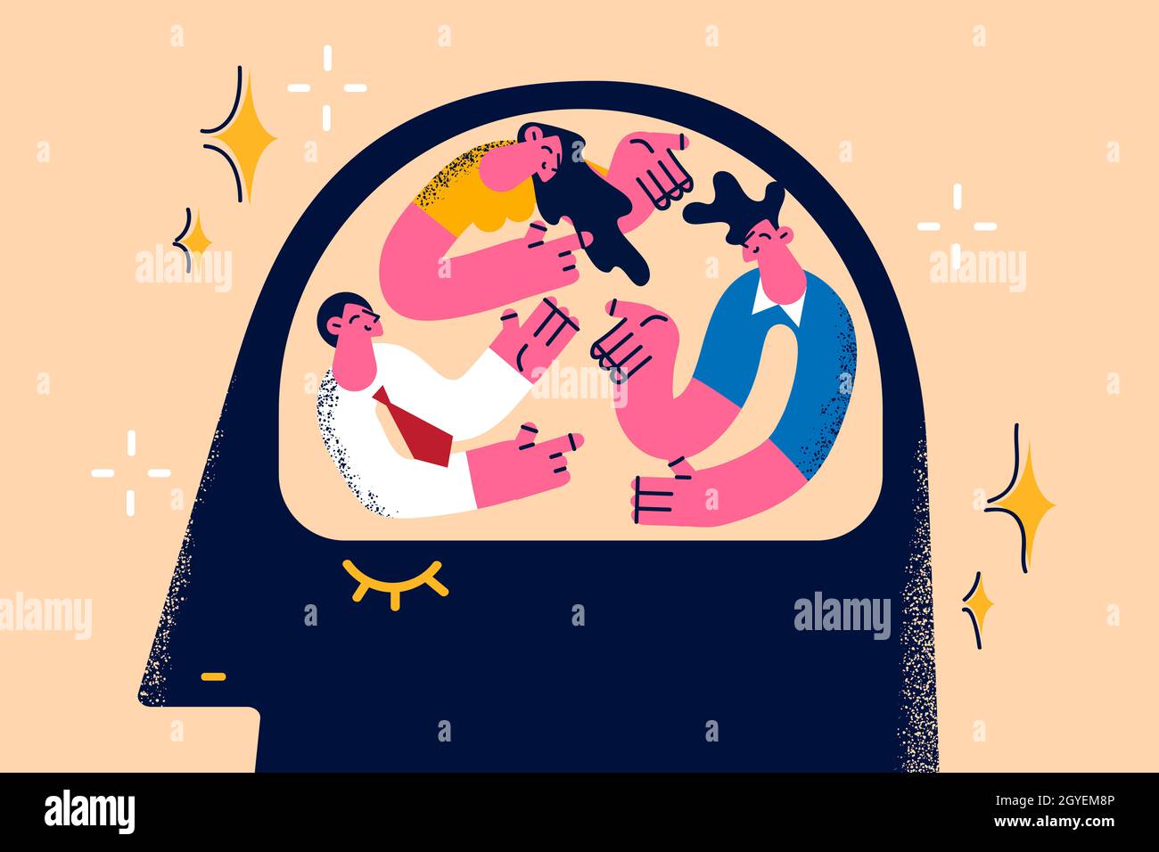 Brainstorming, big idea and teamwork concept. People sitting and ...