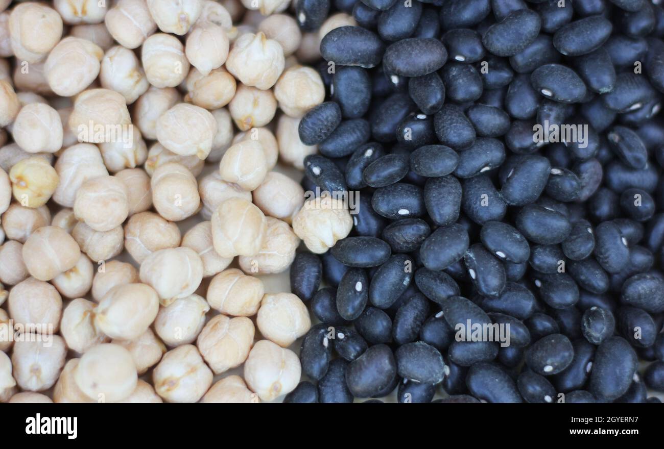 Black Beans and Chickpeas Close up Background Stock Photo Alamy