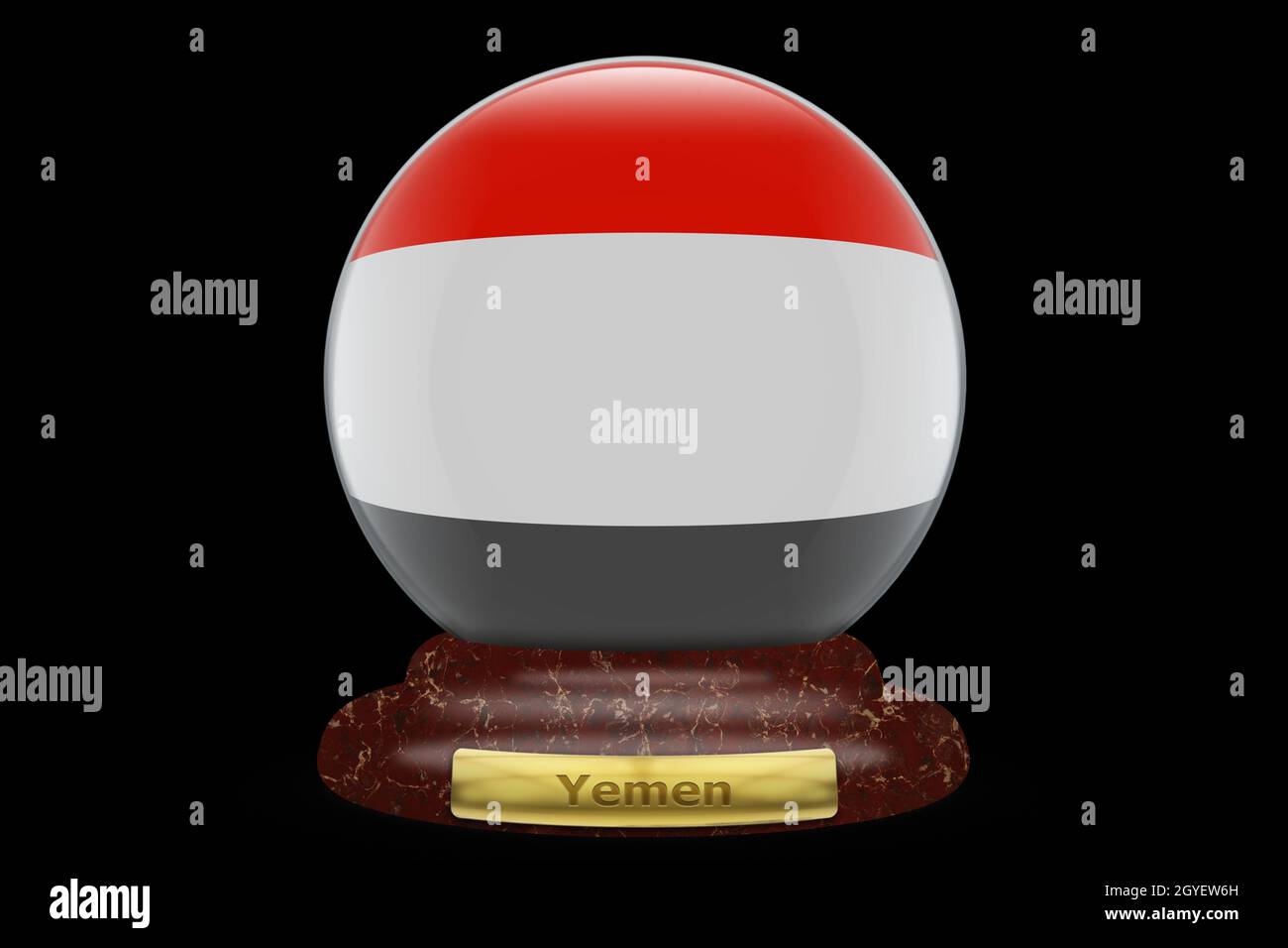 3D Flag of Yemen on a snow globe background Stock Photo - Alamy