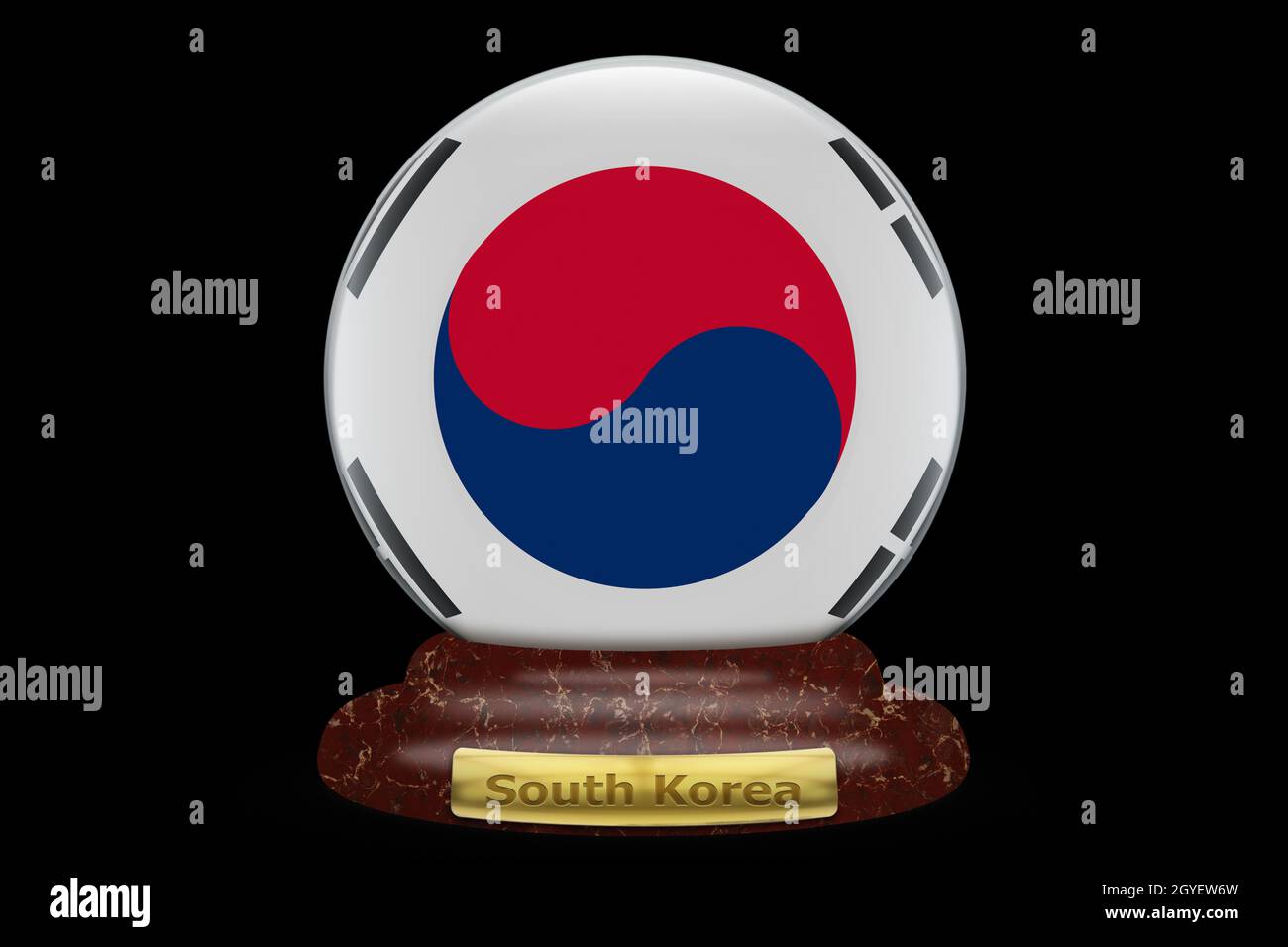 3D Flag of South Korea on a snow globe background Stock Photo - Alamy