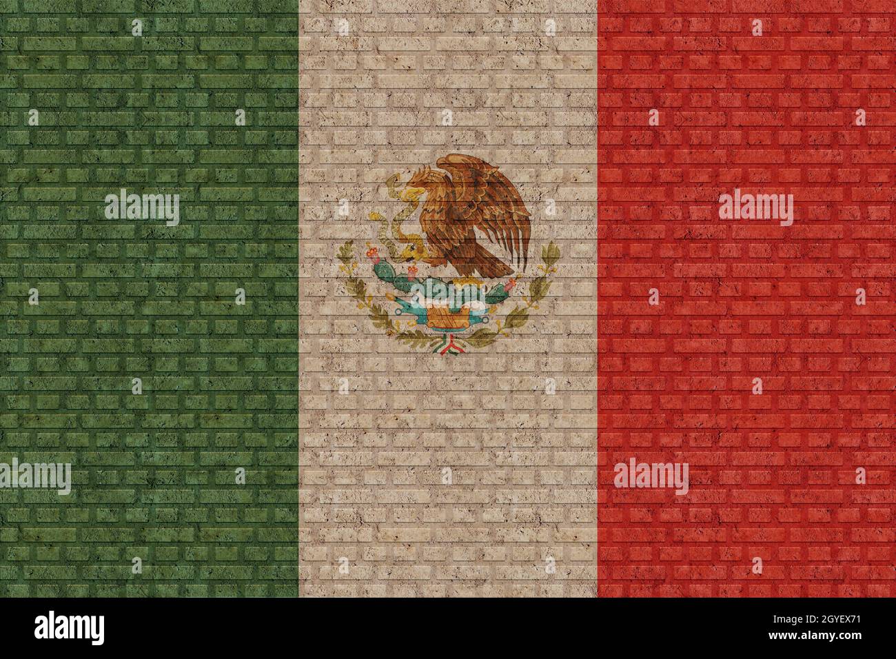 3D Flag of Mexico on a old brick wall background Stock Photo - Alamy
