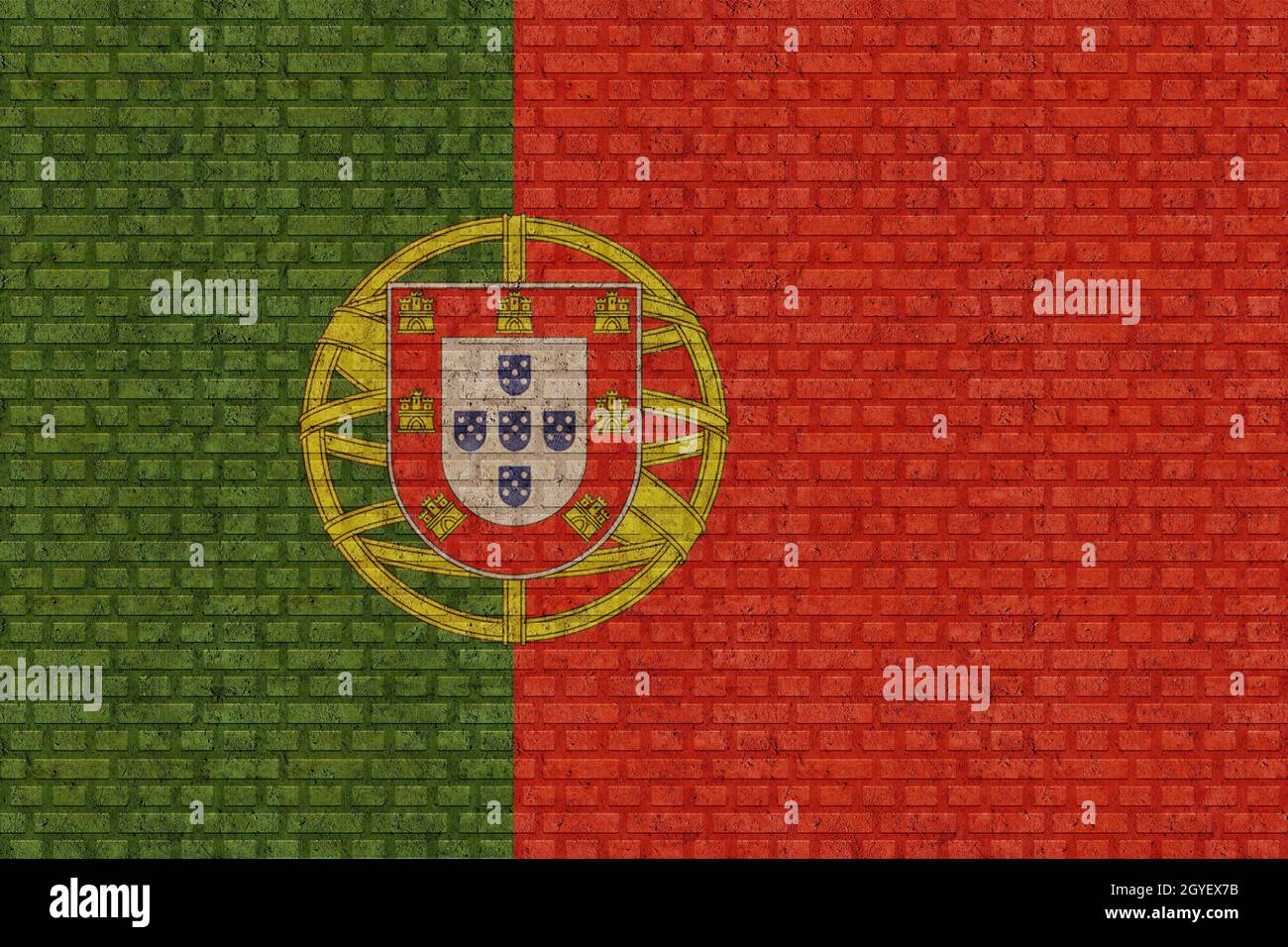 3D Flag of Portugal on a old brick wall background Stock Photo - Alamy