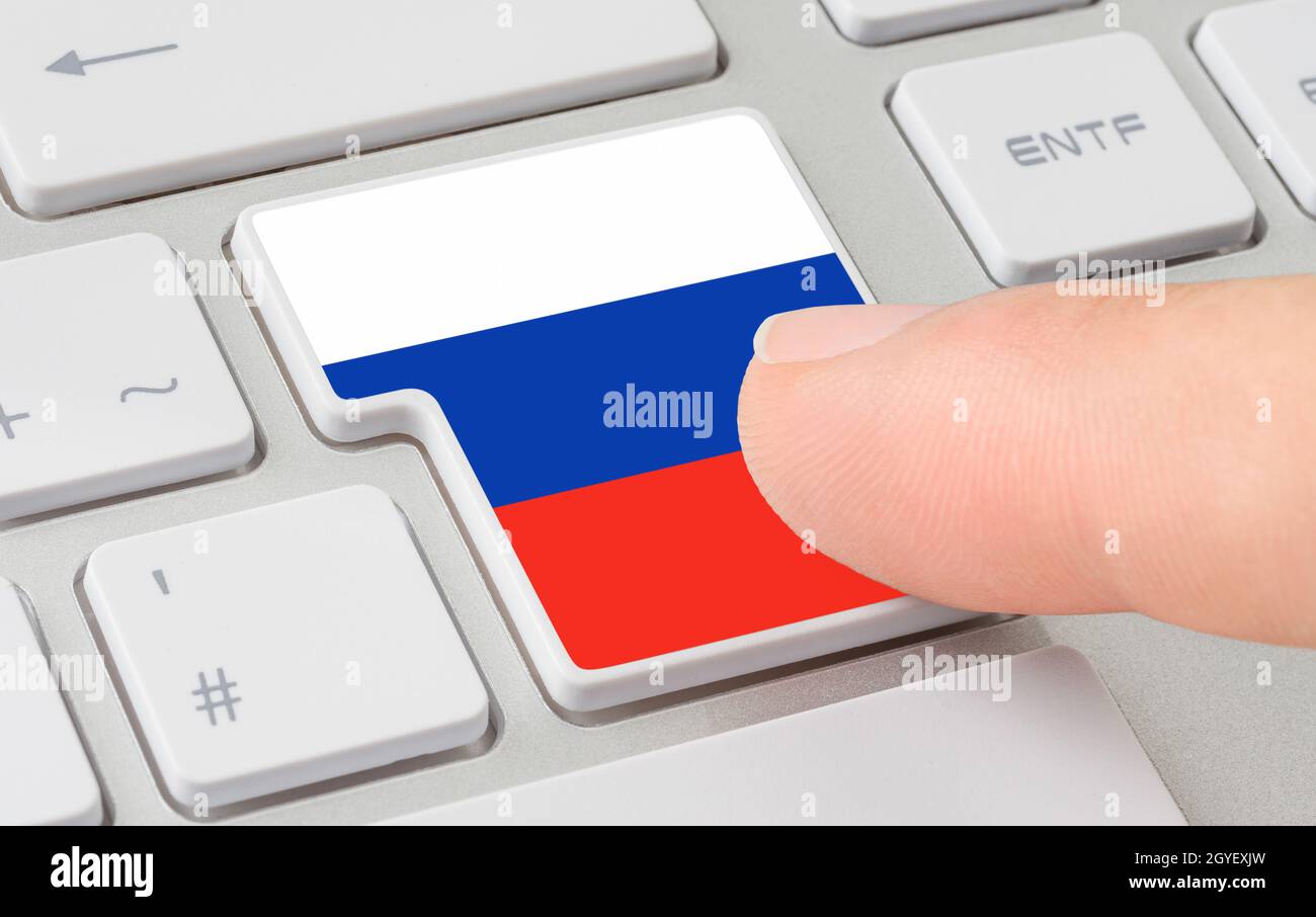 A keyboard with a labeled button - Flag of Russia Stock Photo - Alamy