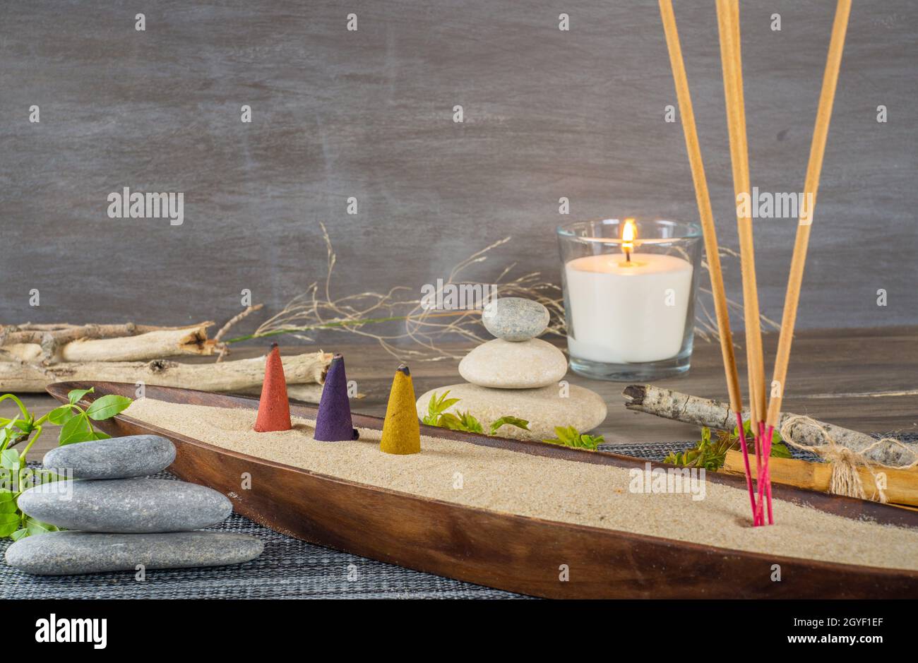 zen image with different types of incense with smoke Stock Photo Alamy