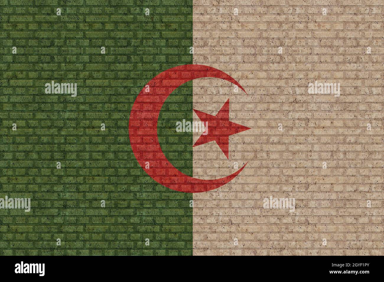 3D Flag of Algeria on a old brick wall background Stock Photo - Alamy