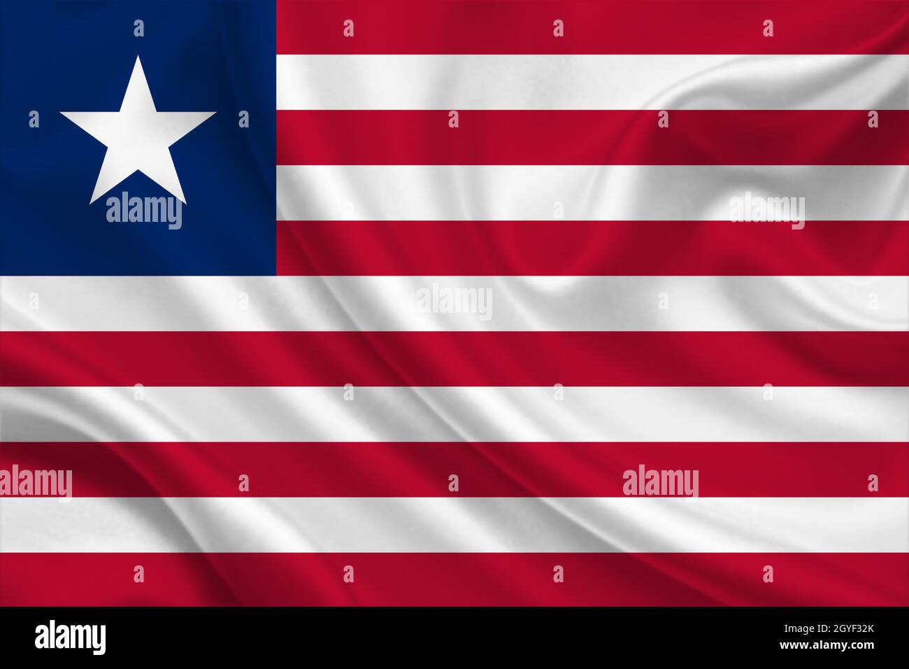 3D Flag of Liberia on a wrinkled fabric Stock Photo - Alamy