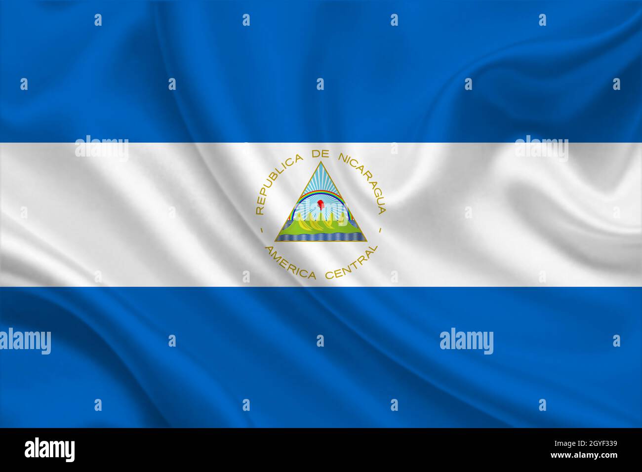 3D Flag of Nicaragua on a wrinkled fabric Stock Photo - Alamy