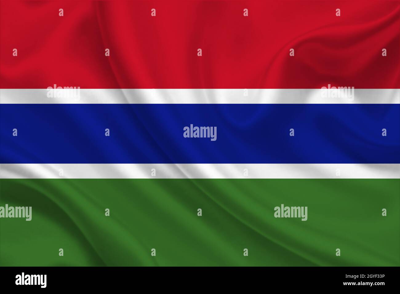 3D Flag of Gambia on a wrinkled fabric Stock Photo - Alamy