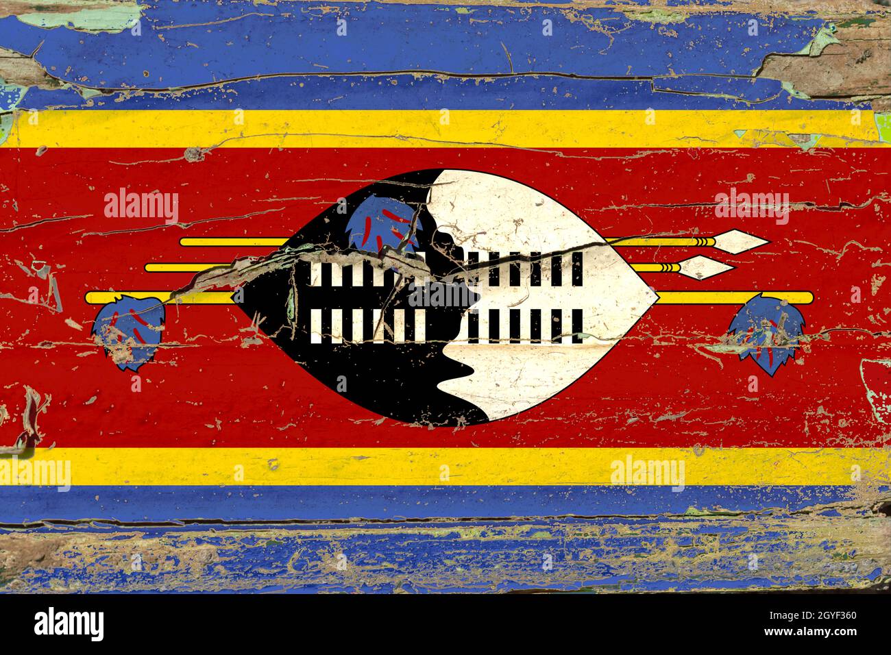 3D Flag of Eswatini on a old wood wall background Stock Photo - Alamy
