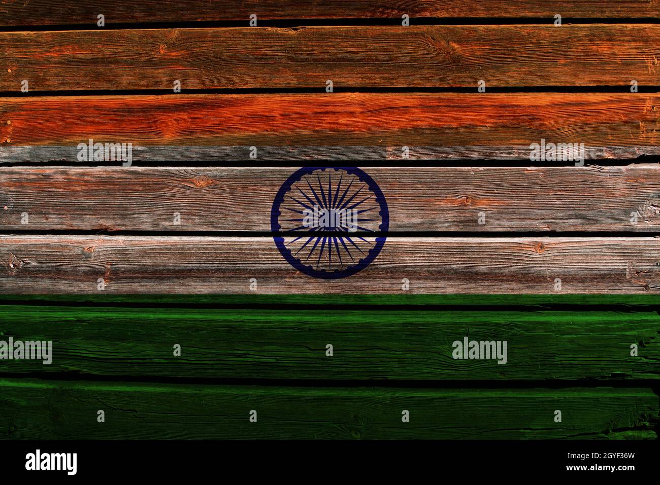 3D Flag of India on a old wood wall background Stock Photo - Alamy