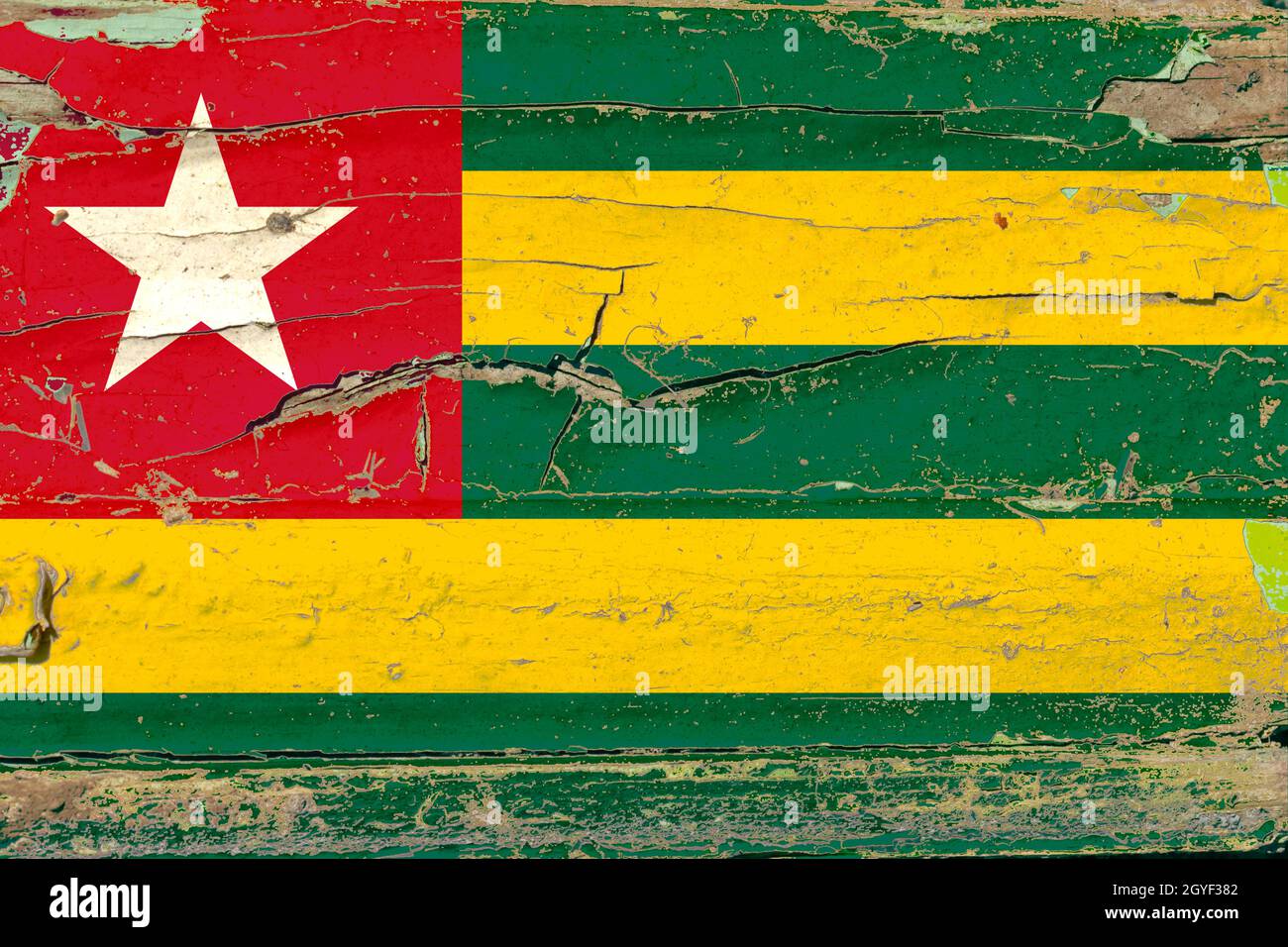 3D Flag of Togo on a old wood wall background Stock Photo - Alamy