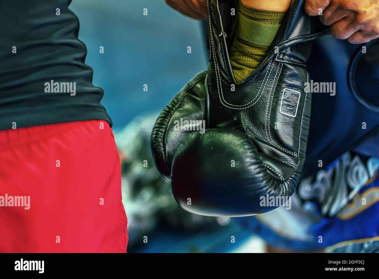 Prepare for training thai boxing in a boxing stadium Stock Photo Alamy