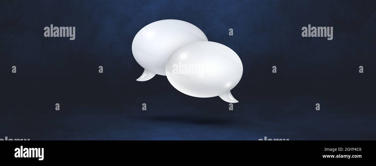 3D white speech bubbles isolated on black banner background Stock Photo ...