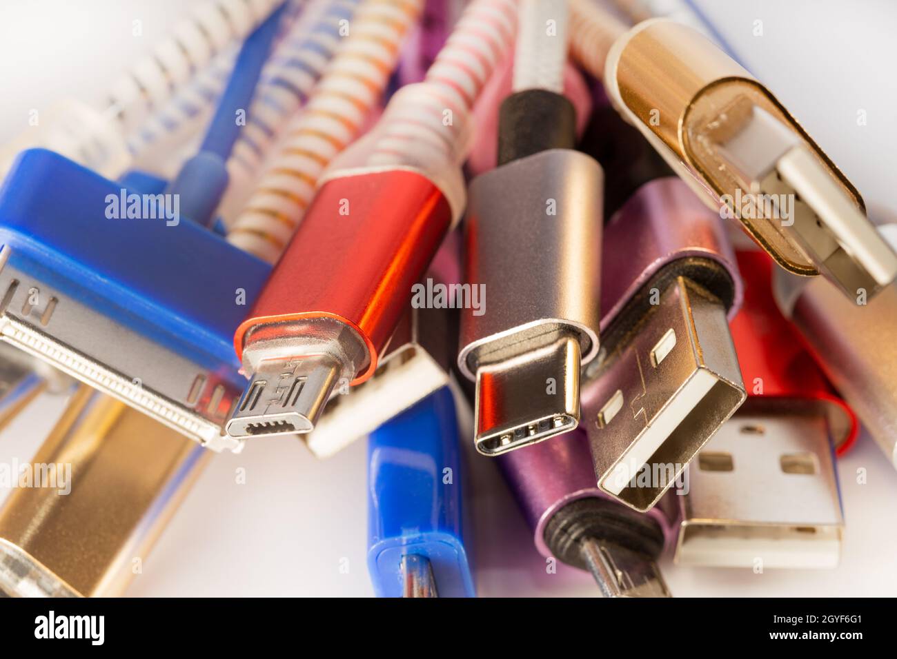 Heap Of USB (Universal Serial Bus) peripheral cables Connectors plugs