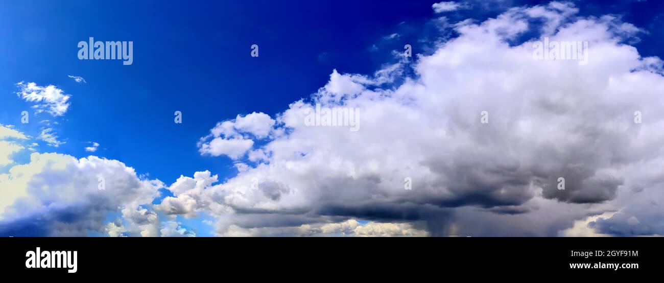 Stunning colorful sky panorama showing beautiful cloud formations in ...