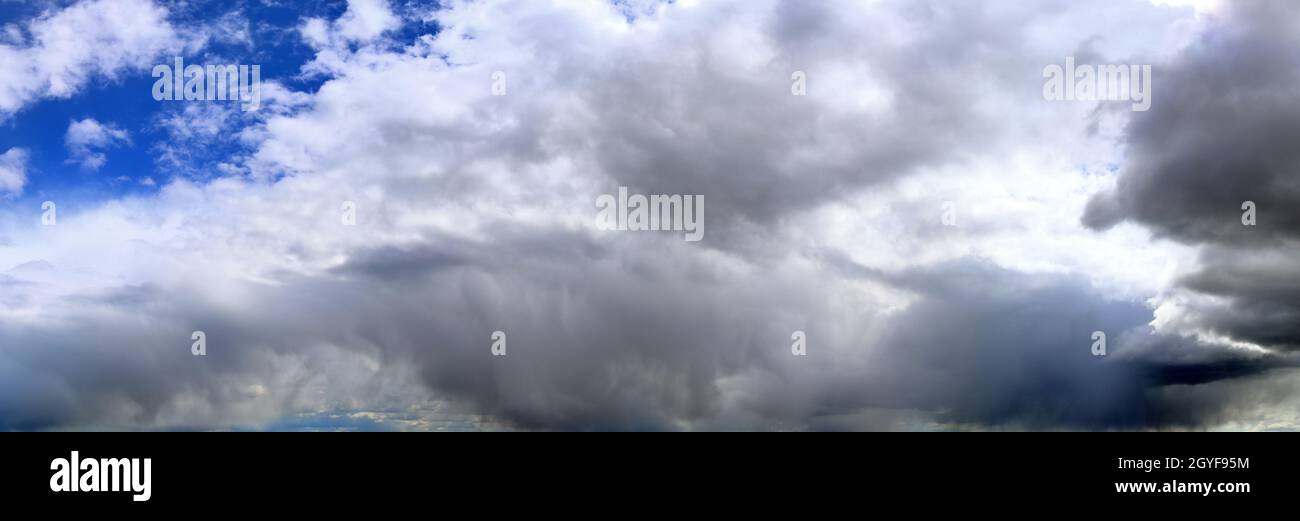 Stunning colorful sky panorama showing beautiful cloud formations in ...