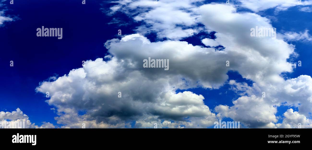 Stunning colorful sky panorama showing beautiful cloud formations in ...