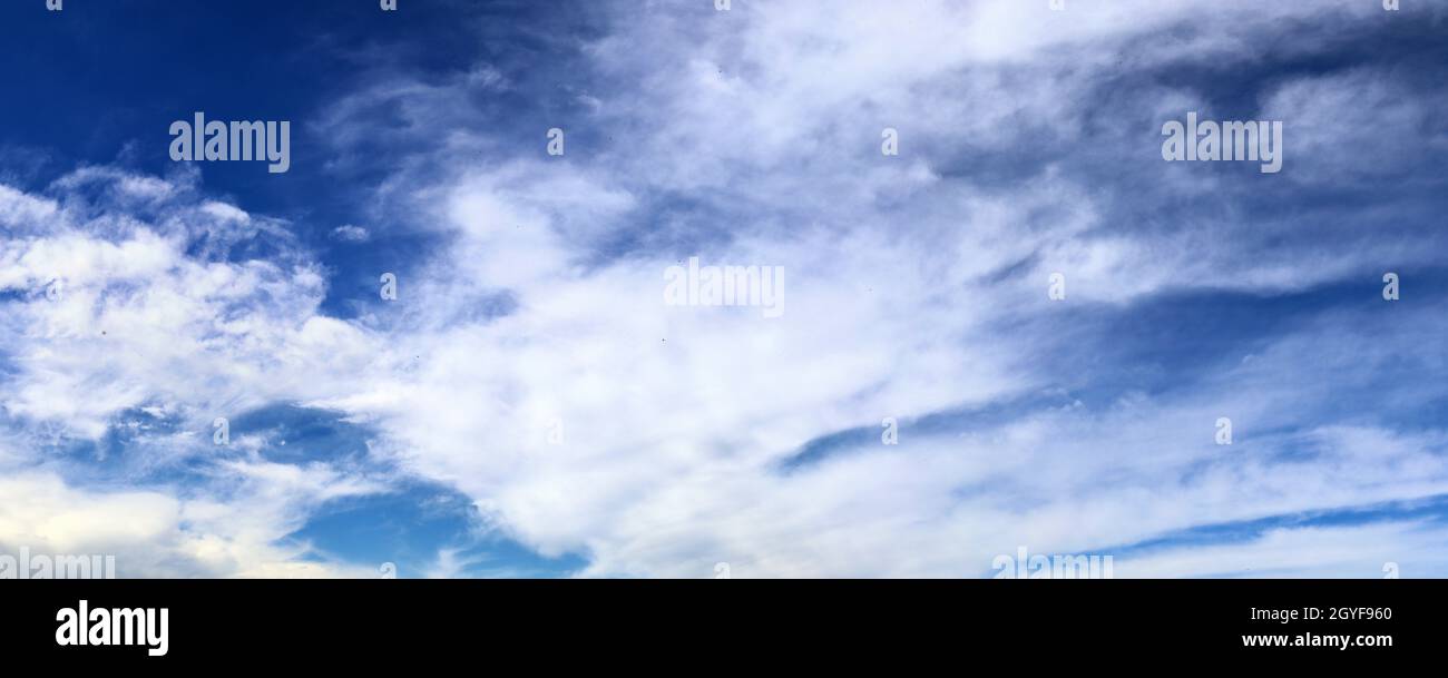 Stunning colorful sky panorama showing beautiful cloud formations in ...