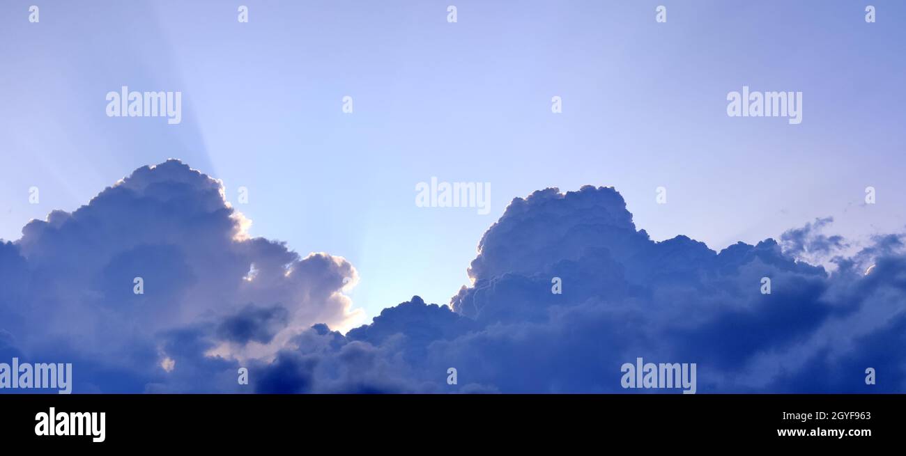 Stunning colorful sky panorama showing beautiful cloud formations in ...