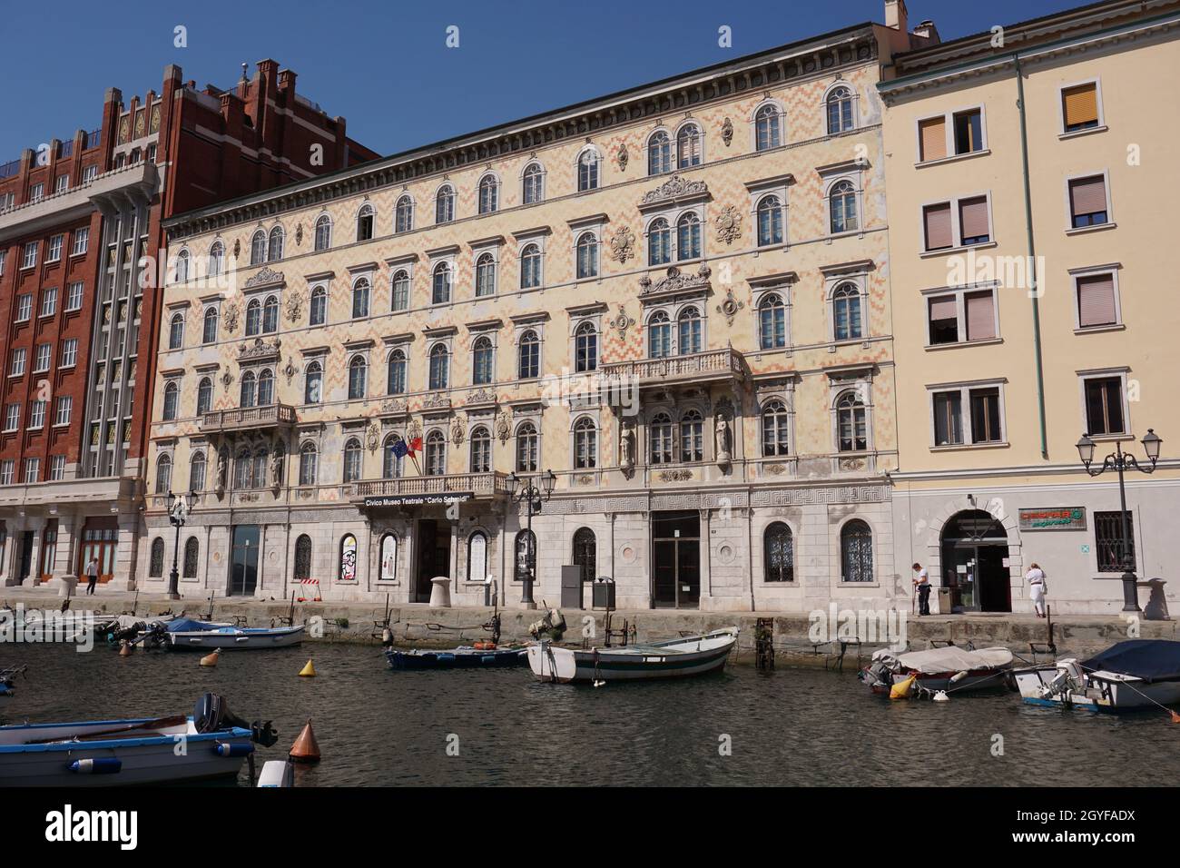 View on a beautiful building on the Grand Canal of Triest, Italy 2020 Stock Photo