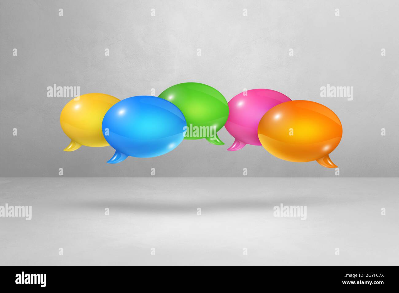 3D multicolor speech bubbles isolated on white background Stock Photo