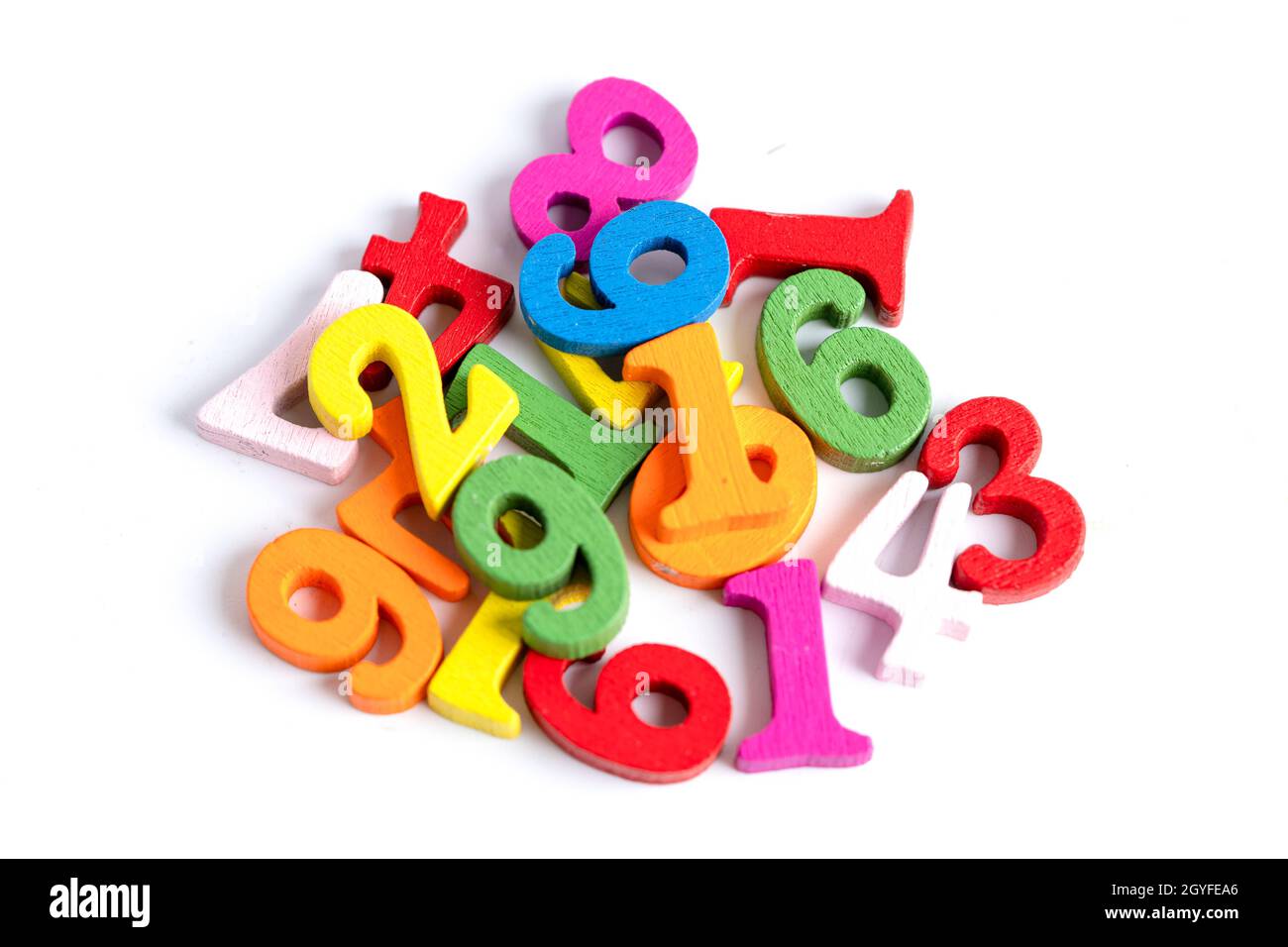 Coloured Math Number Math number colorful on white background, education study mathematics ...