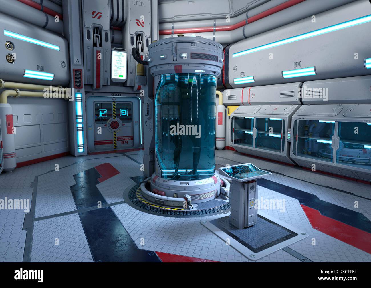 3D rendering of a science fiction laboratory interior Stock Photo - Alamy